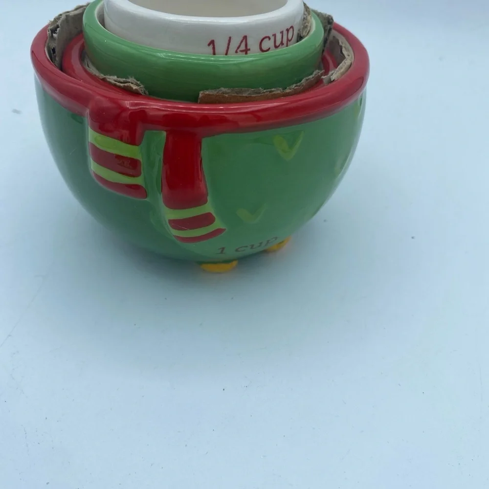 Pier 1 Imports Holiday Owl Nesting Measuring Cup set Handpainted New Open Box